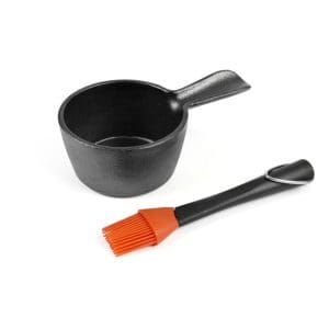 Cast Iron Sauce pot with basting Brush