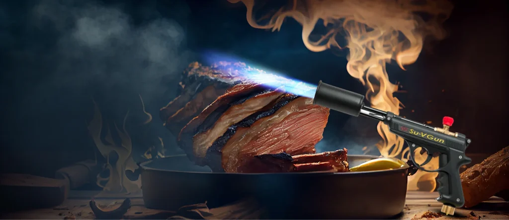 Grillblazer Grillgun aangestoken met grote vlam