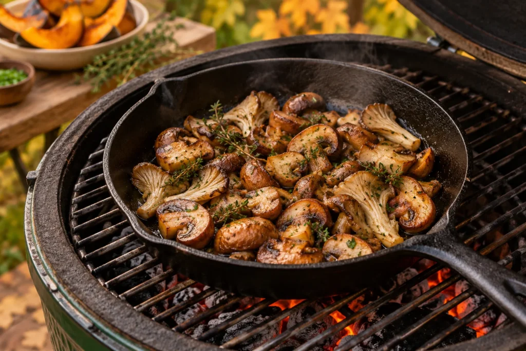 Herfst BBQ met paddestoelen Inline close up